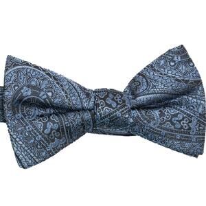 New Saddlebred Adjustable Pre-tied Silk Blend Blue Paisley Bowtie